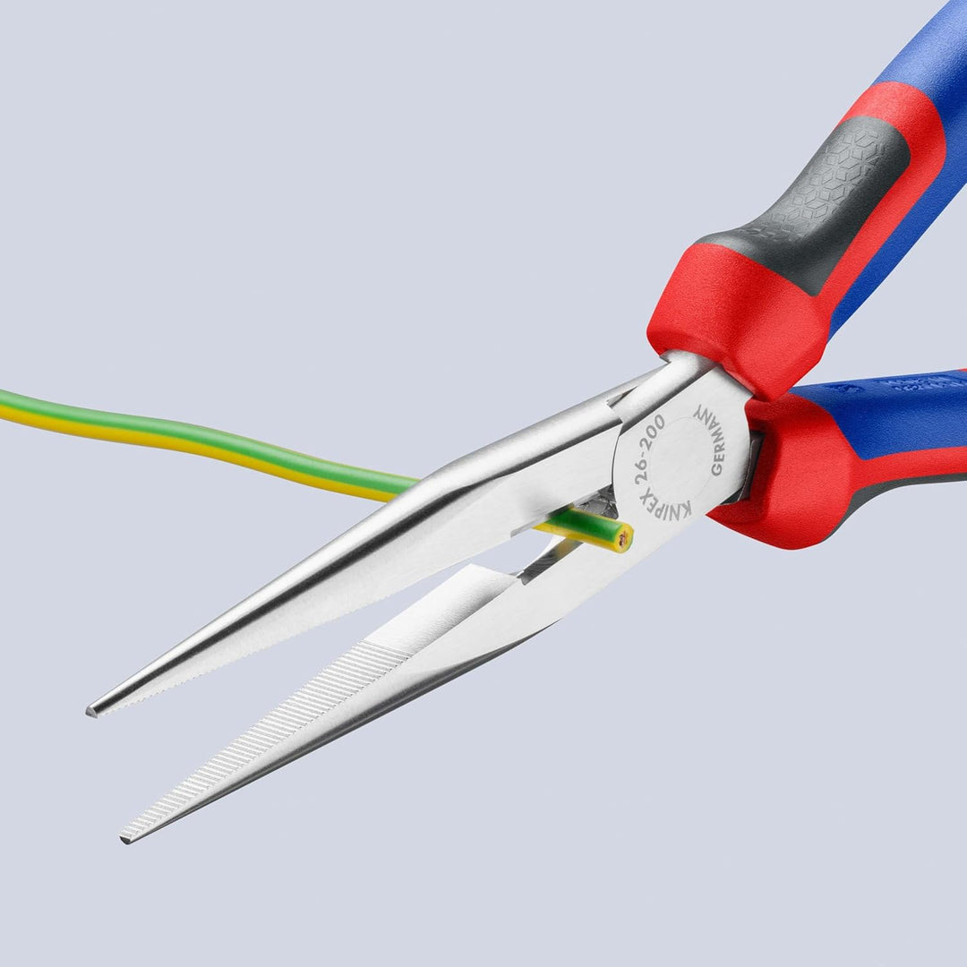 Knipex Flachrundzange mit Schneide (Storchschnabelzange) verchromt, mit Mehrkomponenten-Hüllen 200 m