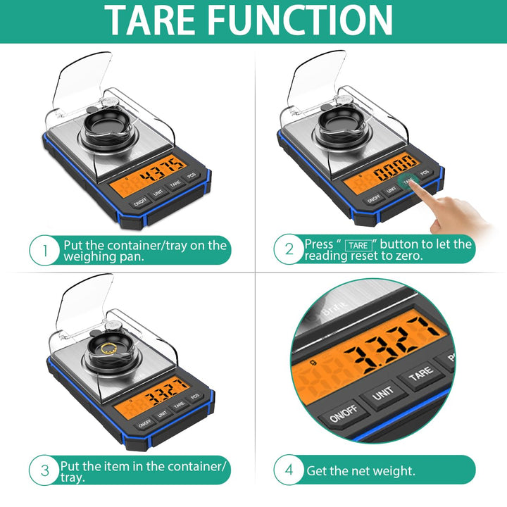 ORIA Feinwaage Präzisionswaage 50g/0,001g, Digitale Milligramm Waage mit LCD-Anzeige, Lab Digitale W