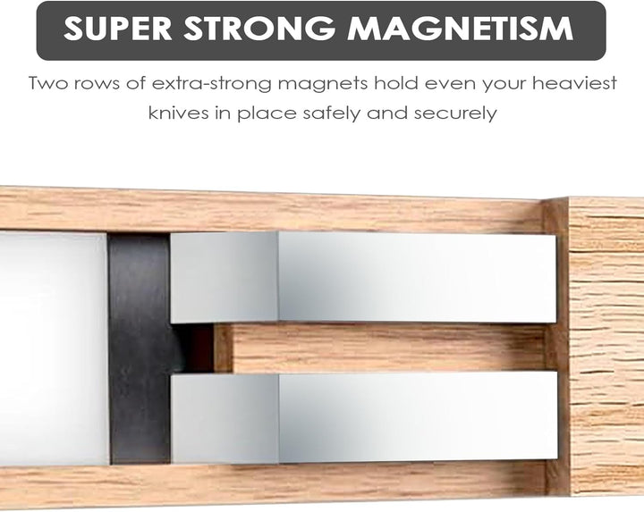 Baxcdyswe 40cm Magnetleiste Messer aus Bambus Mit Extra Starkem Magnet, Messerhalter Magnetisch Knif
