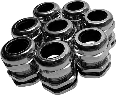 8 Stück M25 x 1.5 (MESSING-Metall) Kabelverschraubung/Kabeldurchführungen mit Gegenmutter für Kabeld