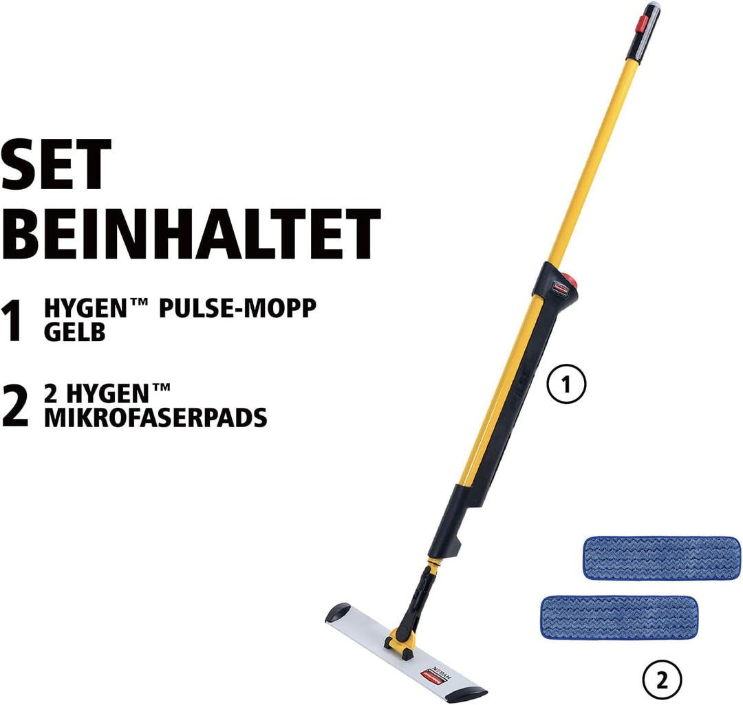 Rubbermaid Commercial Products HYGEN Pulse Mikrofaser-Sprühmopp Gelb – inkl. 0,6-l-Flüssigkeitsbehäl