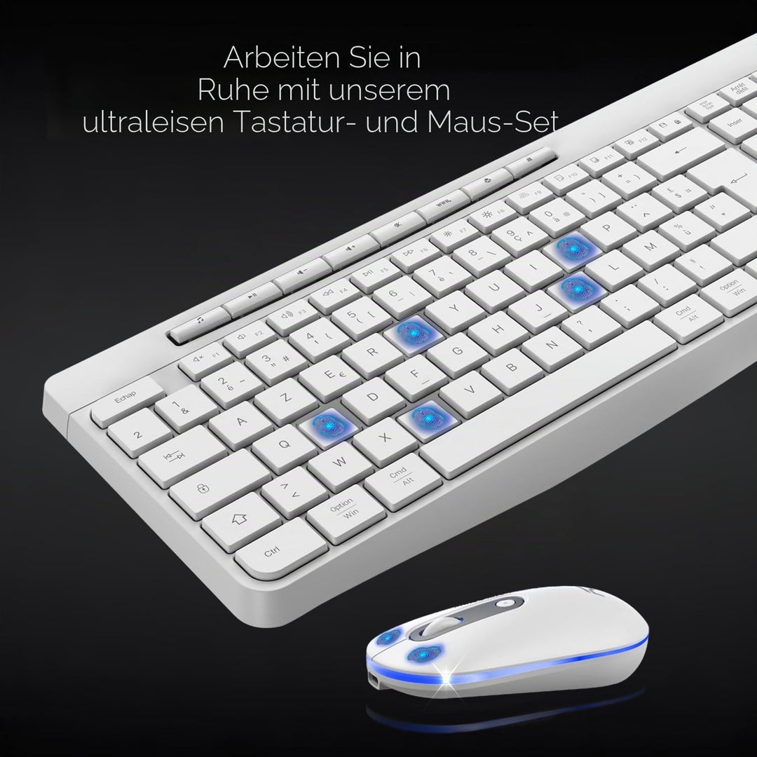 AD Advance - R Type, Set aus kabelloser Maus-Tastatur, leise, rutschfeste Matte, RGB-Hintergrundbele