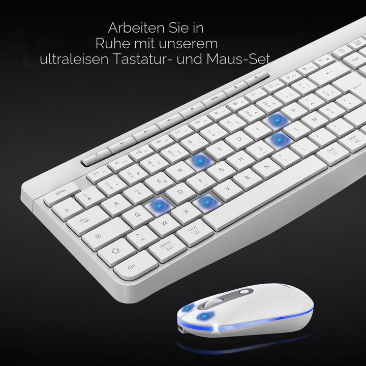 AD Advance - R Type, Set aus kabelloser Maus-Tastatur, leise, rutschfeste Matte, RGB-Hintergrundbele