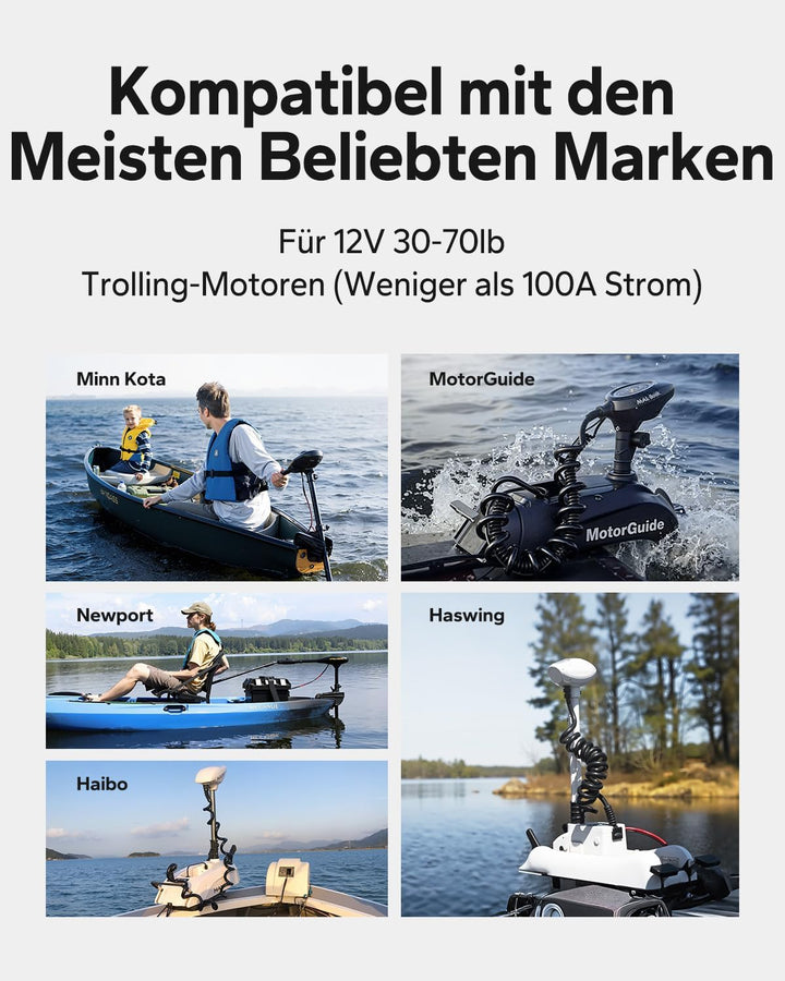 LiTime 12V 100Ah LiFePO4 Trolling Motor-Batterie mit Tieftemperaturschutz - 1280Wh Kapazität & 4000+