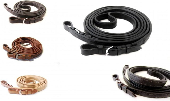 PS Pferdeartikel Weiche Softleder Zügel, Nappa geschlossen vernäht, Klassische Ausführung Farbe schw