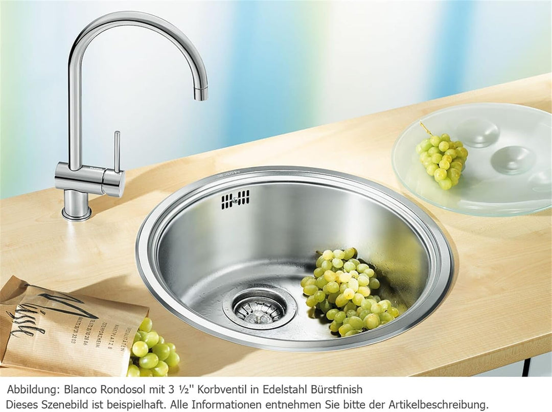 BLANCO RONDOSOL | Edelstahl | Einbauart: Einbau von Oben & Unterbau | ohne Ablauffernbedienung | 45e