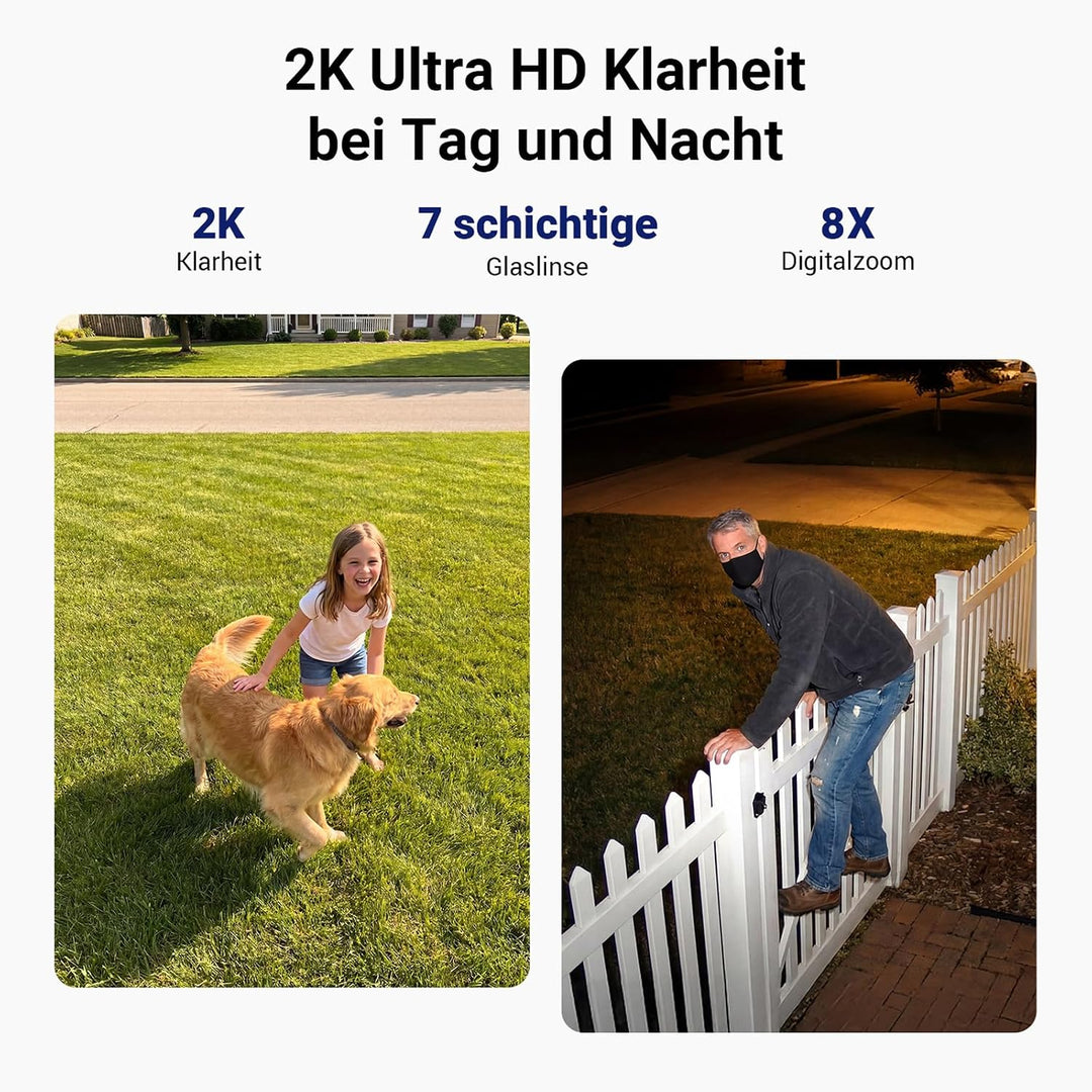 ANSQUE Überwachungskamera Aussen Solar Akku, 4er Set mit AnsqueBase, Ohne Abonnement, 32GB Lokalspei