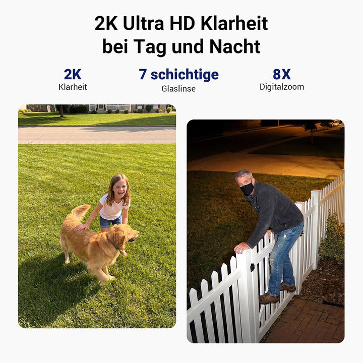 ANSQUE Überwachungskamera Aussen Solar Akku, 4er Set mit AnsqueBase, Ohne Abonnement, 32GB Lokalspei