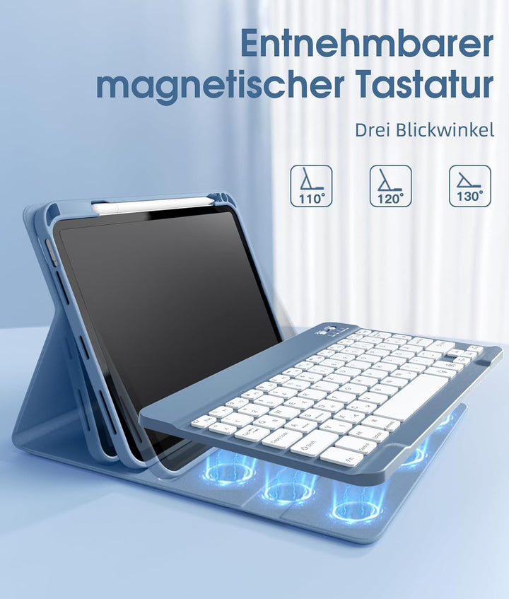 Vobafe Hülle mit Tastatur für iPad A16 11 Generation 2025/10 Gen 2022 10,9", Air 11 Zoll M4 2026/M3/