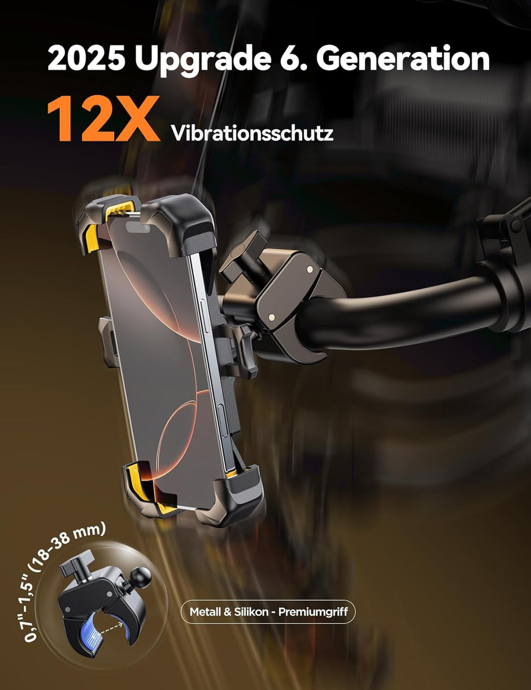 JOYROOM 2026 Handyhalterung Fahrrad & Motorrad, [1s Auto-Sperre][100mph Militär Anti-Shake], [5s Ins
