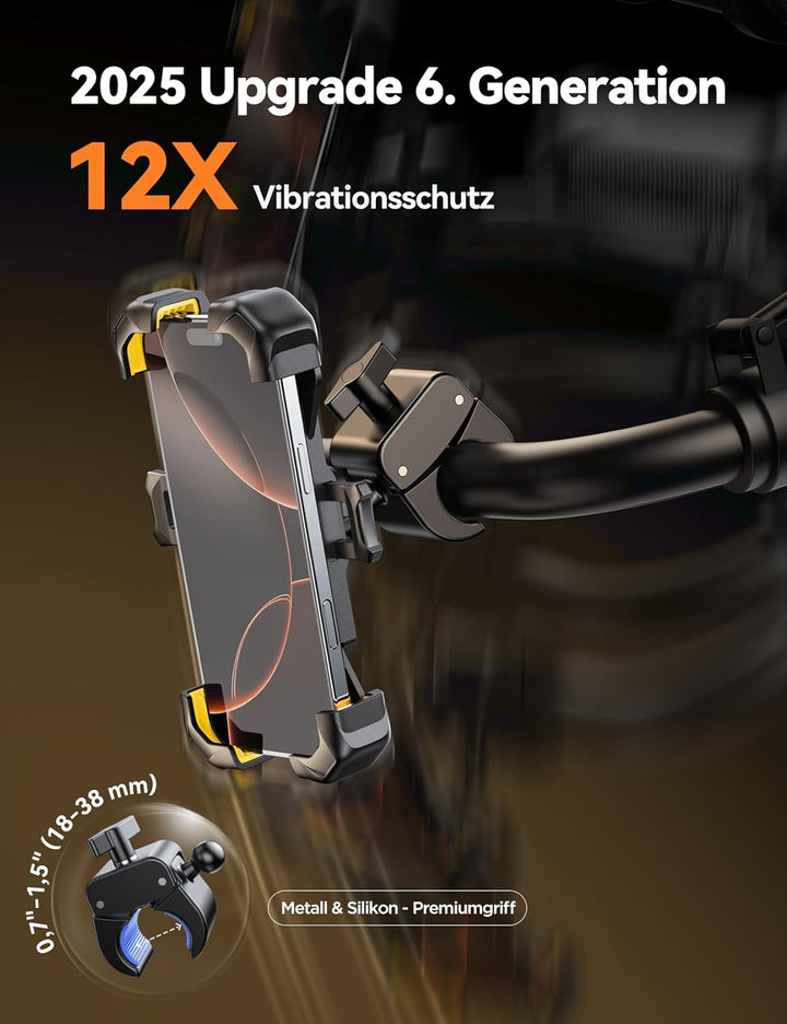 JOYROOM 2026 Handyhalterung Fahrrad & Motorrad, [1s Auto-Sperre][100mph Militär Anti-Shake], [5s Ins