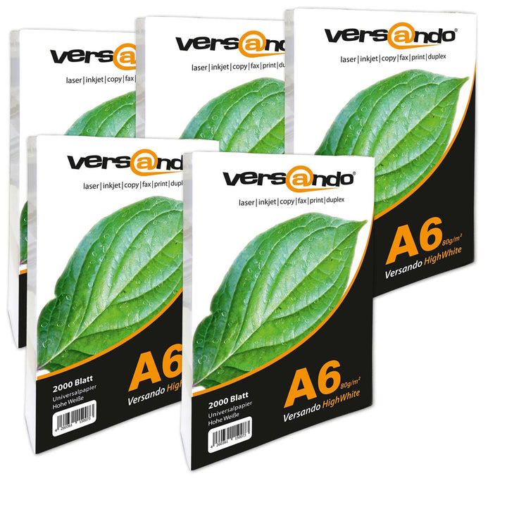 versando 10.000 Blatt Papier DIN A6 HighWhite 80 Druckerpapier Universalpapier Kopierpapier Rezeptpa
