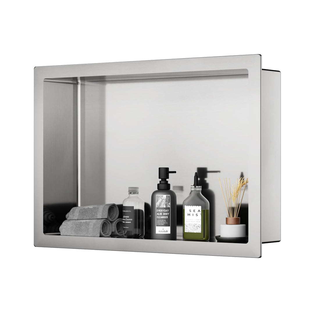 ROVOGO 45 x 30 x 10 cm Wandnische Dusche Edelstahl 304, Eingebettete Duschnische Einzelregal Lagerun
