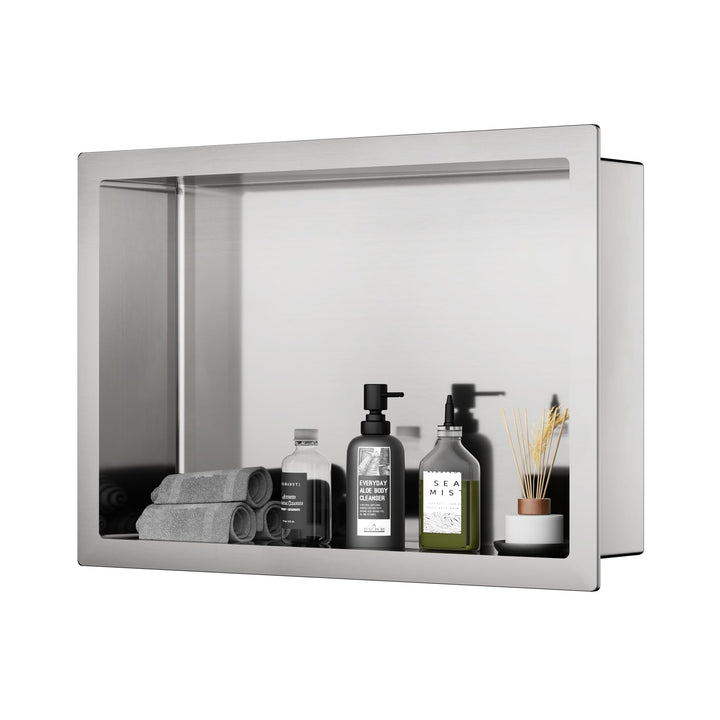 ROVOGO 45 x 30 x 10 cm Wandnische Dusche Edelstahl 304, Eingebettete Duschnische Einzelregal Lagerun