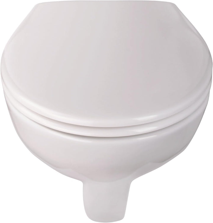 Calmwaters® Erhöhtes Wand-WC spülrandlos Modern Plus mit Toilettendeckel, 6 cm Erhöhung, inklusive a