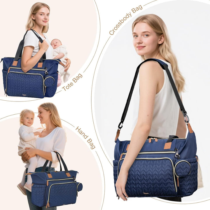 Wickeltasche mit Schnullertasche und Wickelunterlage, Wickelrucksack Multifunktions-Babytasche für G