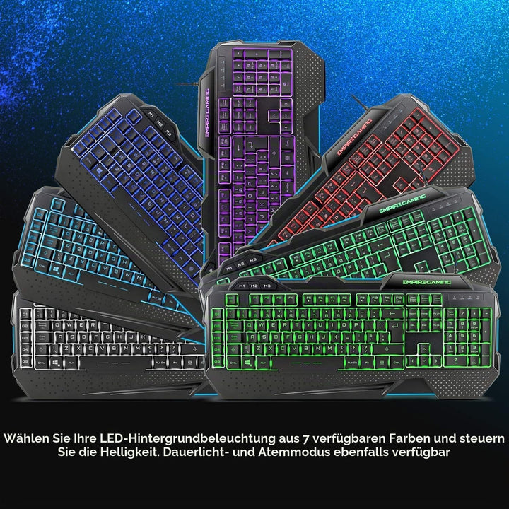 EMPIRE GAMING - Hellhounds PC Gaming Pack English- Keyboard Mouse Mousepad - Software programmable -