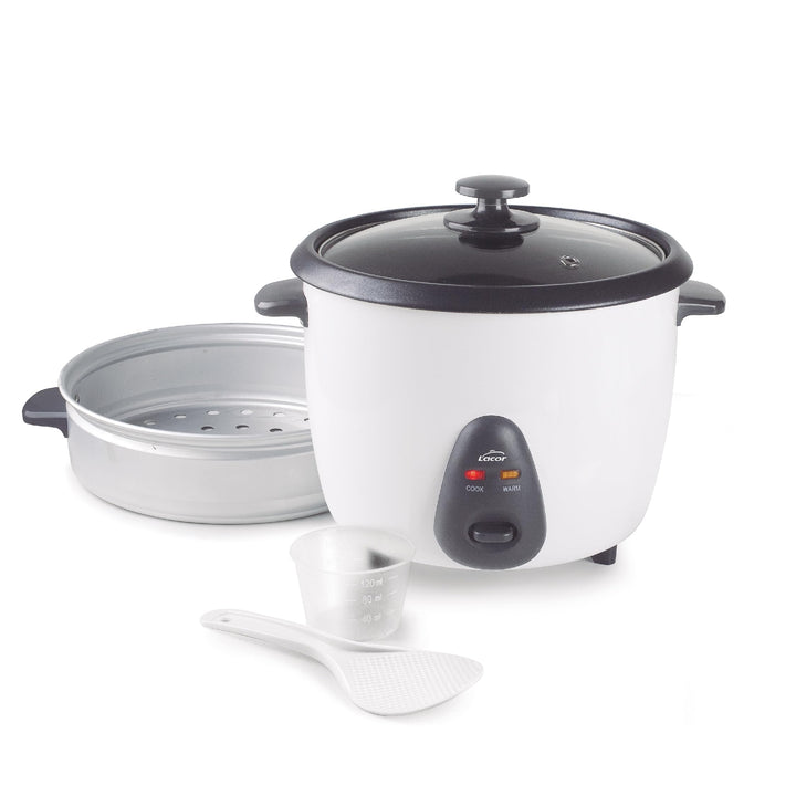 Lacor - 69441 - Elektrischer Reiskocher 1 L, 5 Portionen, ECO Antihaftbeschichtung, Glasdeckel, Kont