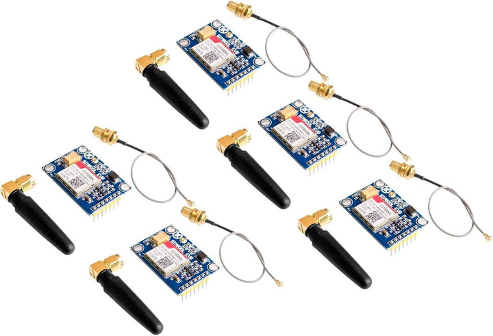 TECNOIOT 5pcs SIM800L V2.0 5V Wireless GSM GPRS Module Quad-Band with Antenna Cable Cap
