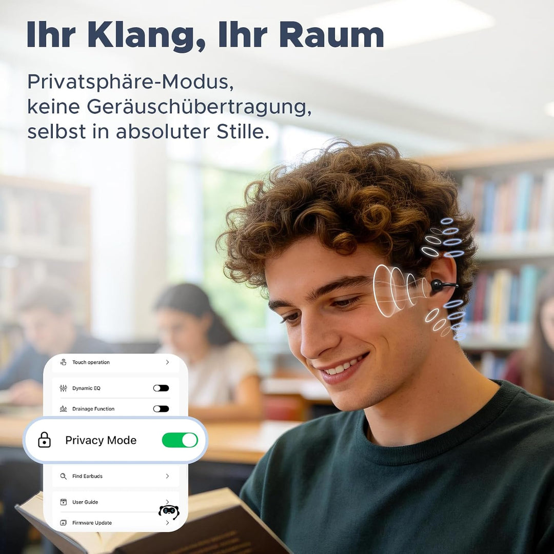 SoundPEATS UU2 Open-Ear Clip Bluetooth-Kopfhörer, Schwarz | 12mm Titan-Membran, LDAC Hi-Res, 42 Std.