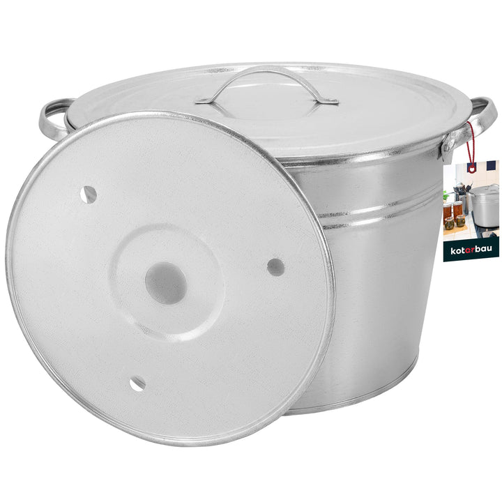 KOTARBAU® Einkochtopf gross mit Deckel &amp; Zwischenboden 25l Stahl verzinkt Zinkeimer grosser Kochtopf