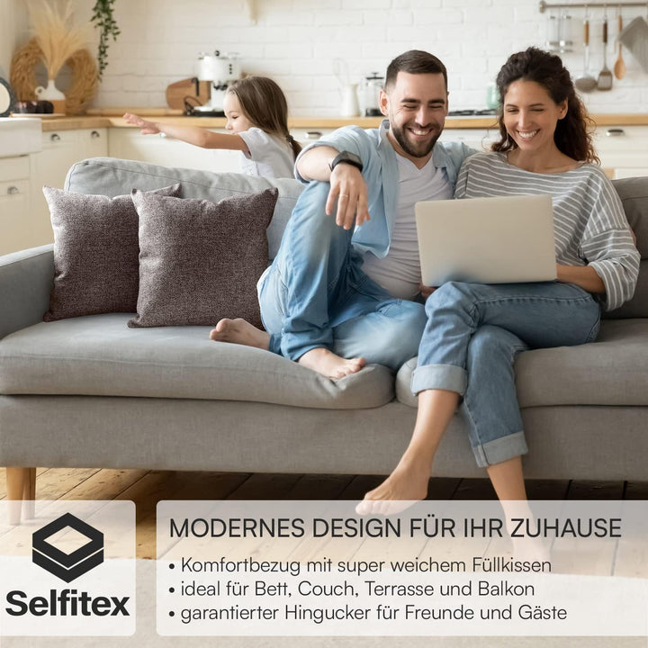 Selfitex 2er Set 40x40 cm, Sofakissen mit Füllung und Bezug, Dekokissen, Kopfkissen mit weicher Kiss