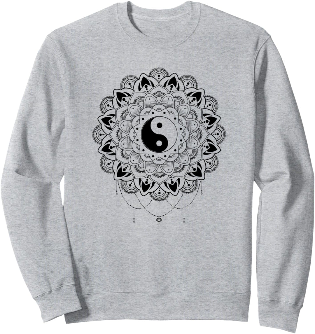 Zen Yin Yang Mandala Meditation Grafik mit baumelnden Halskette Sweatshirt