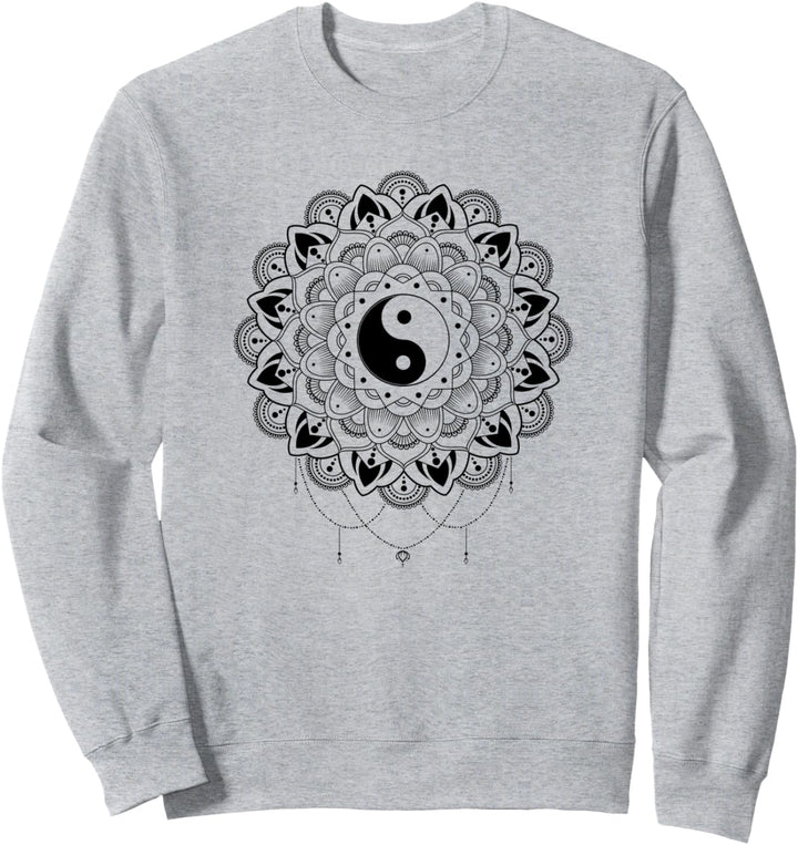 Zen Yin Yang Mandala Meditation Grafik mit baumelnden Halskette Sweatshirt