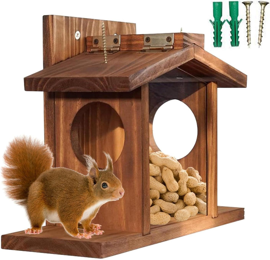 Holz Eichhörnchen Futterhaus für Aussen Wooden Pet Feeding Box | Futterstelle für Streifenhörnchen d