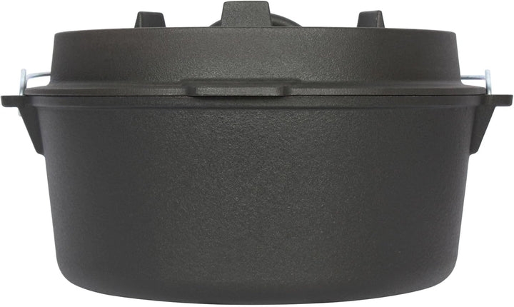 Dutch Oven 13,6 Liter von El Fuego®, 100% Gusseisen, inkl. Schürhaken und Tragebügel, Camping & Outd