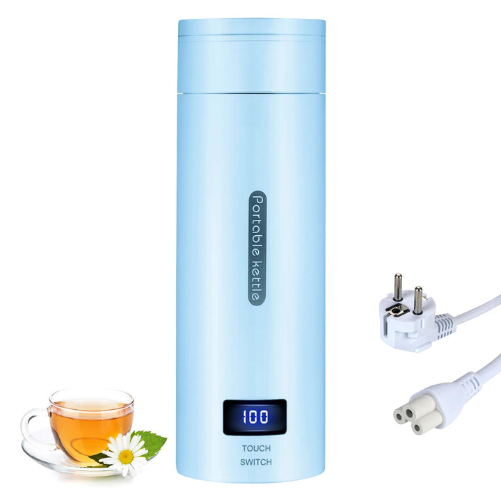 Reise Wasserkocher Klein, Elektrische Wassertasse,220V 300W Schnellkoch-Teekanne-Heizbecher mit Temp