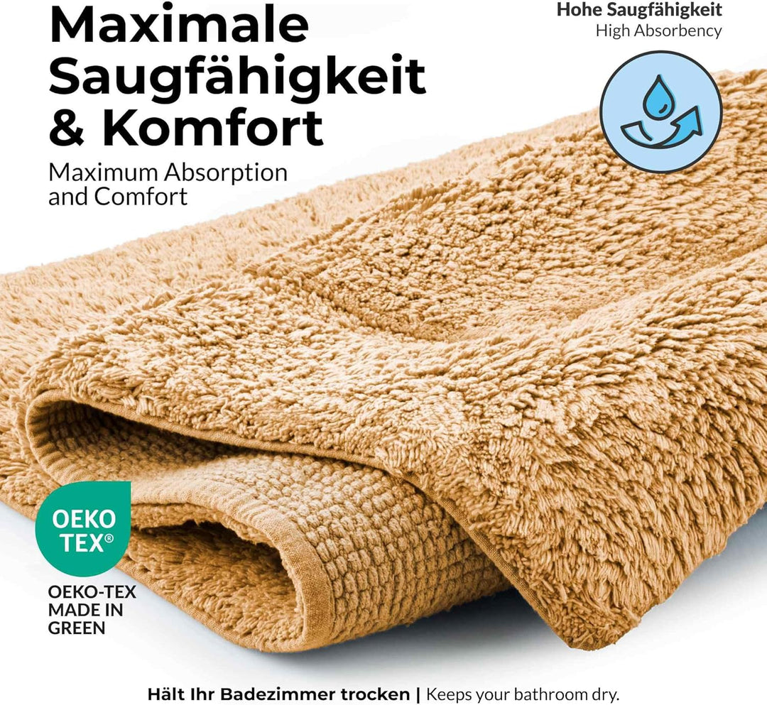 etérea Kiara Baumwolle Badematte, WC Vorleger Badvorleger Badteppich - waschbar100 Zertifiziert, wei