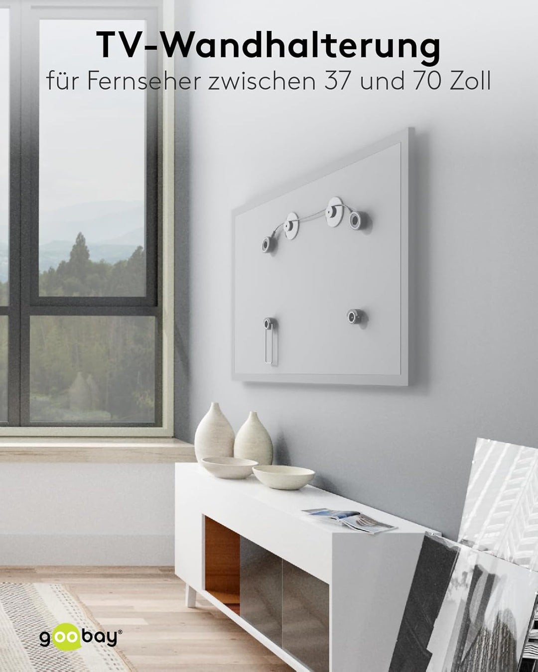 Goobay 63490 TV Wandhalterung Fernseher Halterung 37 - 70 Zoll (94 - 178 cm) Kabelsystem universelle