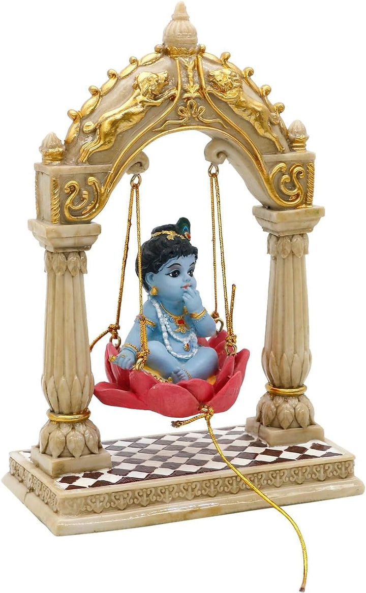 SrI Krishna CULTURE Baby-Krishna-Schaukel von Pillars-Höhe, 15,2 cm, mehrfarbig, Kunstharz
