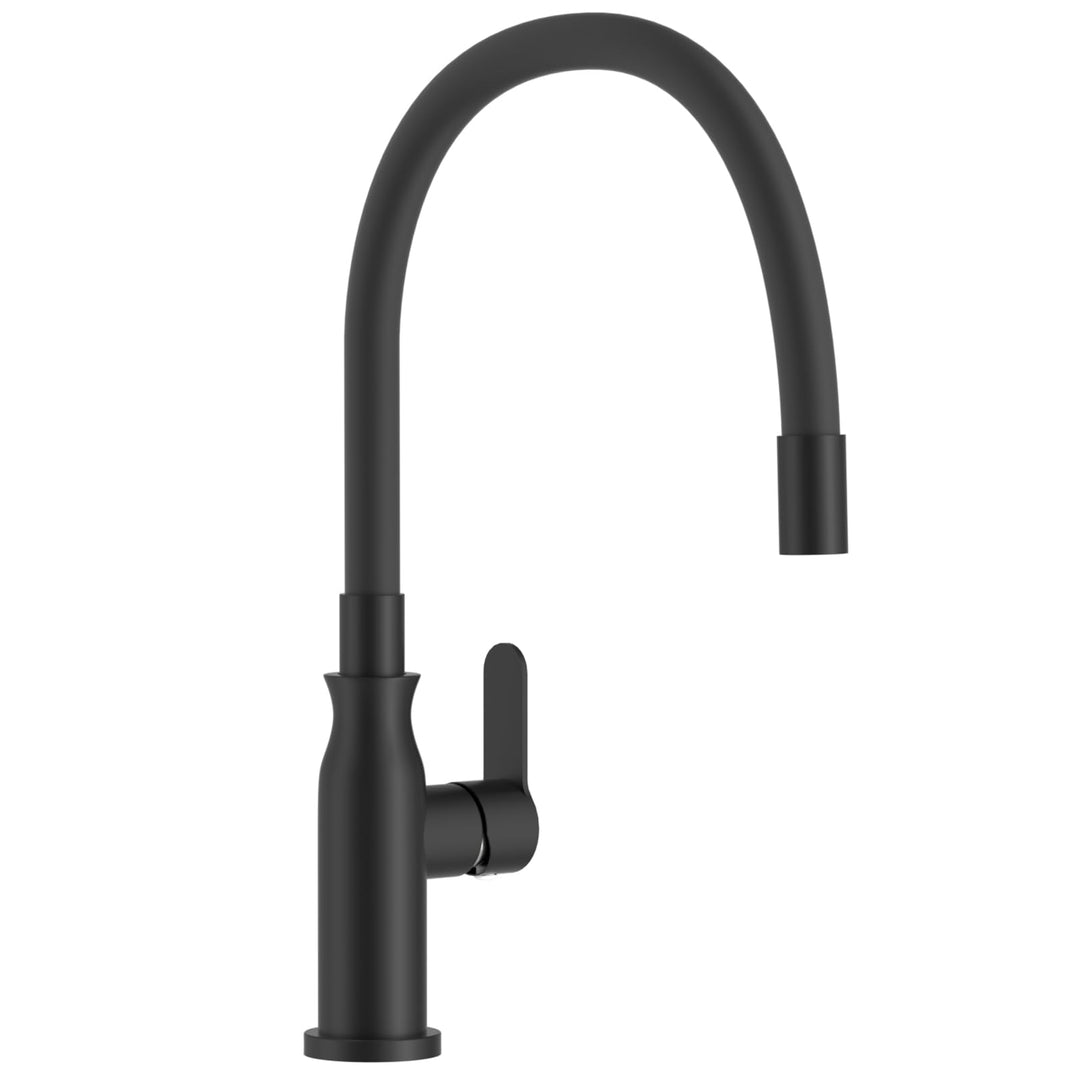 APPASO Flexibler Wasserhahn Küche Schwarz, Spültischarmatur 360° Schwenkbar, Küchenarmatur Schwarz M