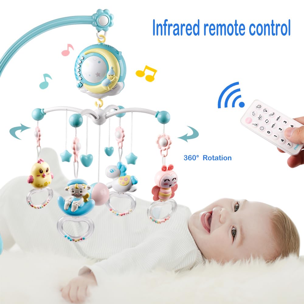 Mini Tudou Baby Mobile, Babybett mit Musik und Licht, Timing-Funktion, Projektor, Fernsteuerung, Bab