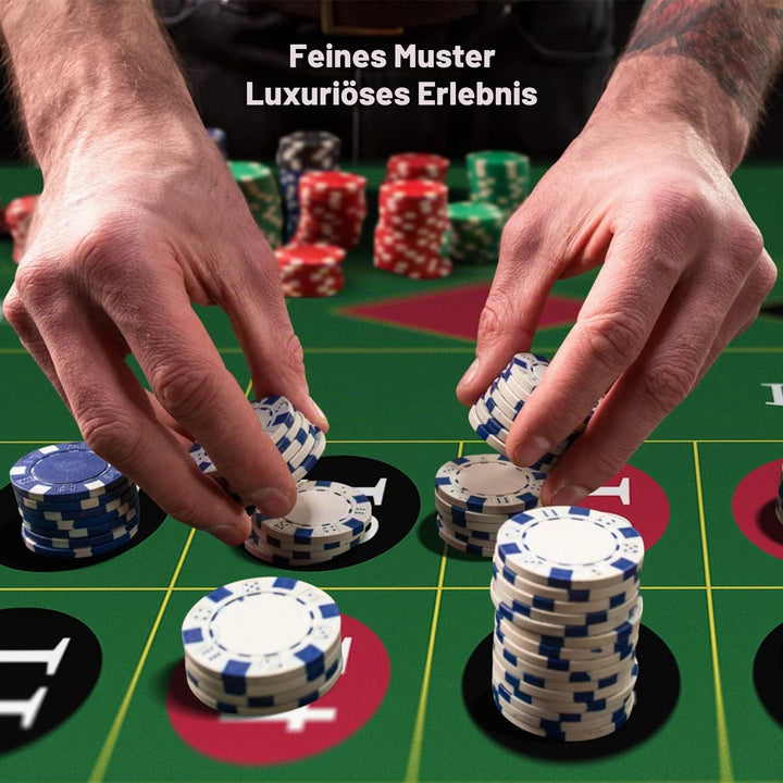 YUZPKRSI 177,8 x 88,9 cm Roulette Casino Matte Roll-up Pokermatte für Tisch mit Tragetasche, profess