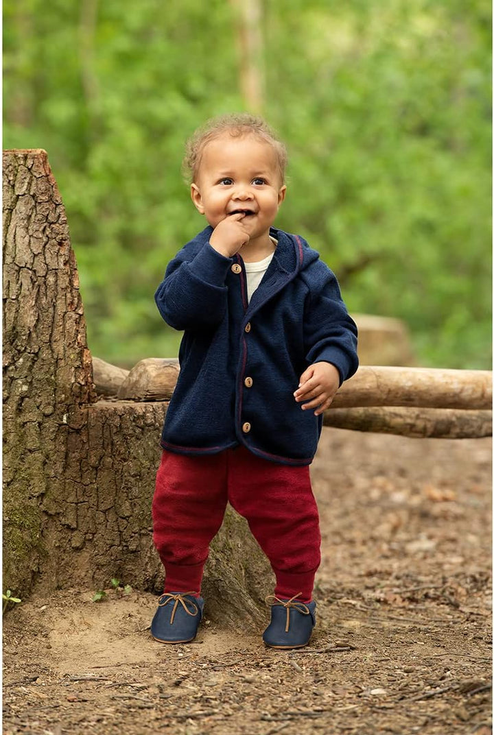 Engel Baby Jacke mit Kapuze Wollfleece 50-56 Blau Melange, 50-56 Blau Melange