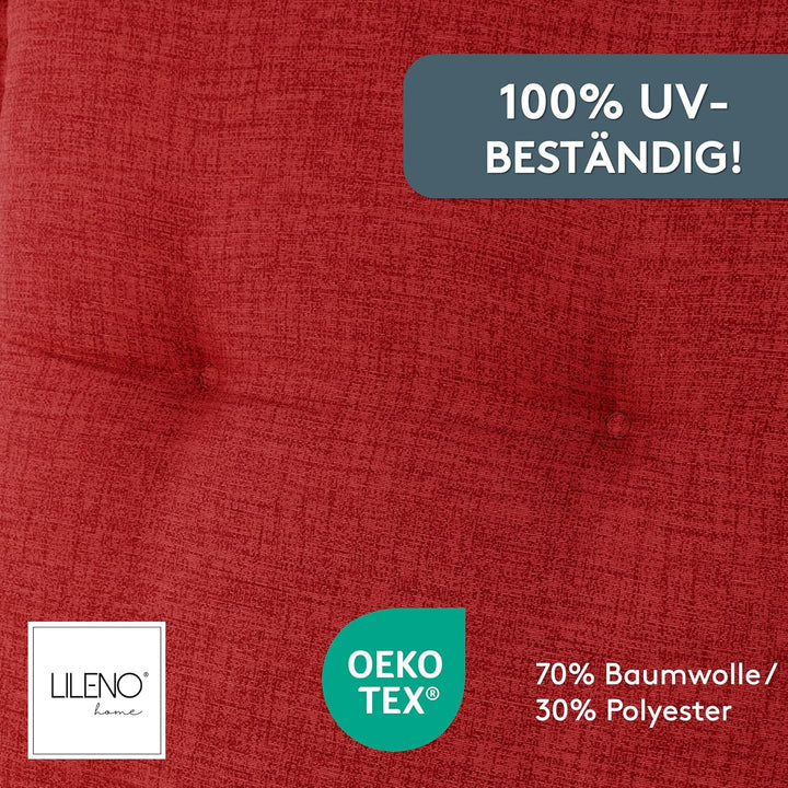 LILENO HOME Gartenstuhl Auflagen als [2er Set - Niedriglehner] in Rot - Bequeme Liegen als Sitzaufla