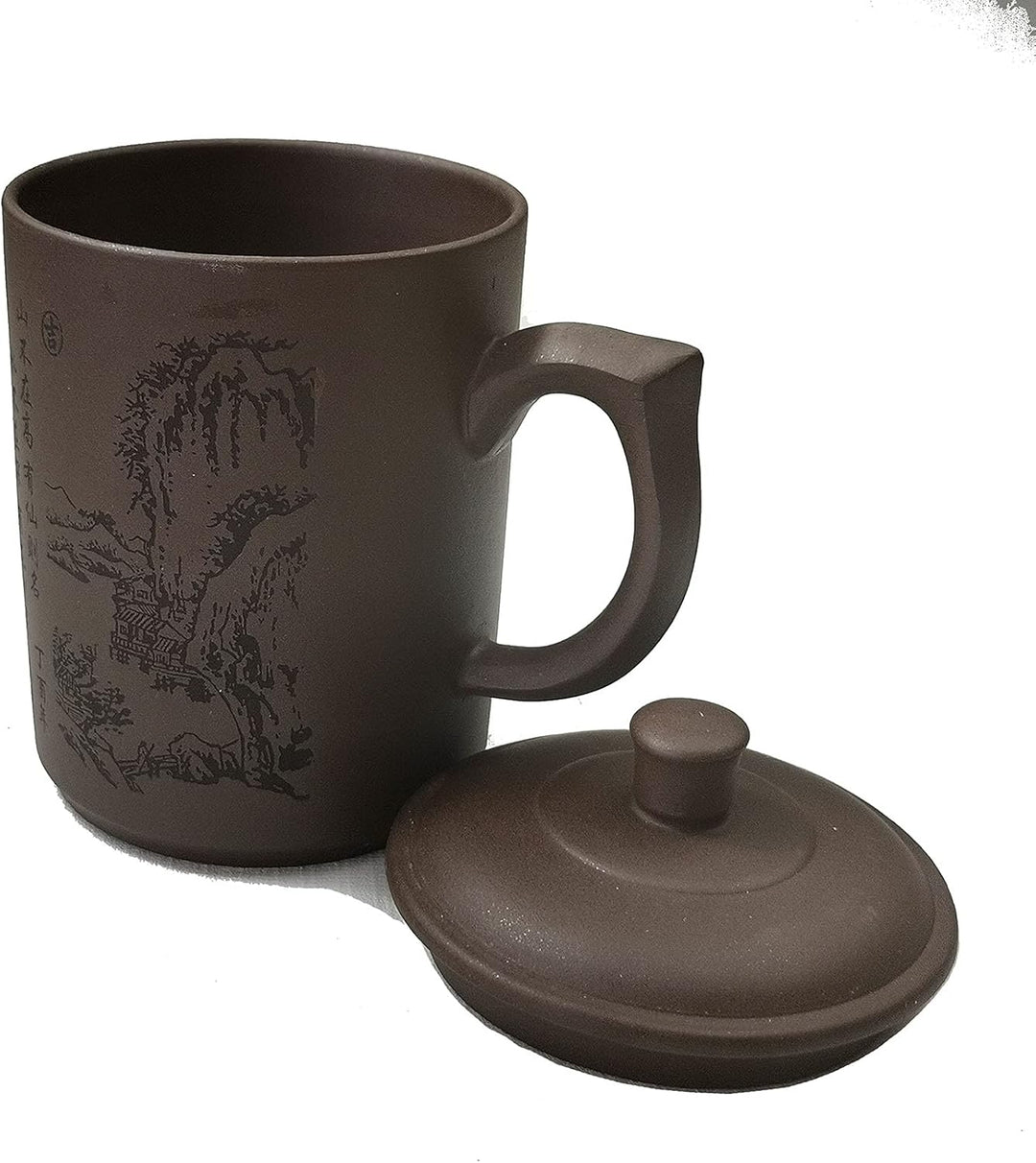 Lila Sand Ton Teetasse 500 ml Chinesische Zisha Teetassen Griff Lippe Tassen (schwarz), Schwarz