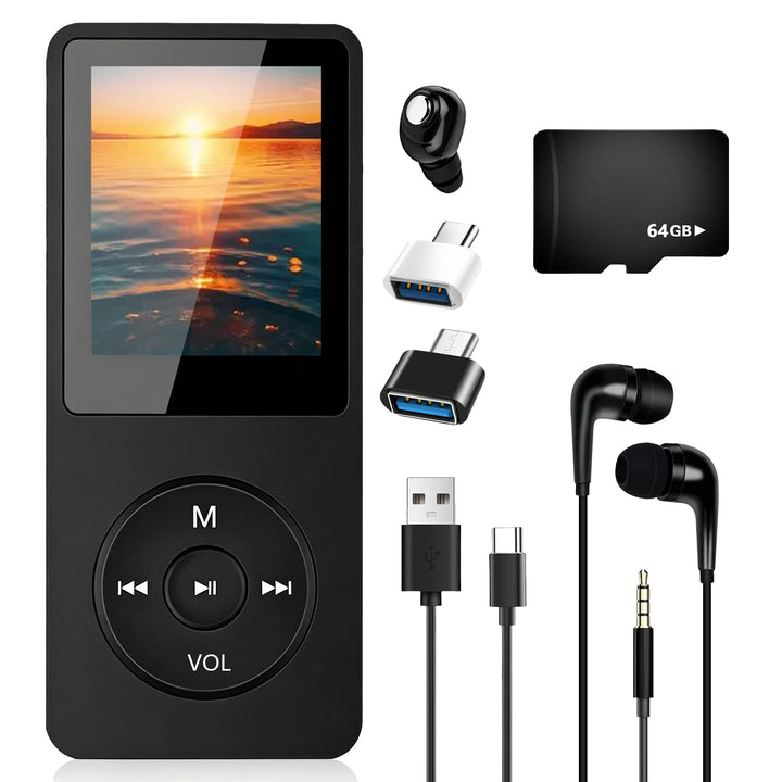 MP3 Player Bluetooth 5.3 mit 64 GB Speicher, tragbarer Musik Player mit Lautsprecher, HiFi MP3 Playe