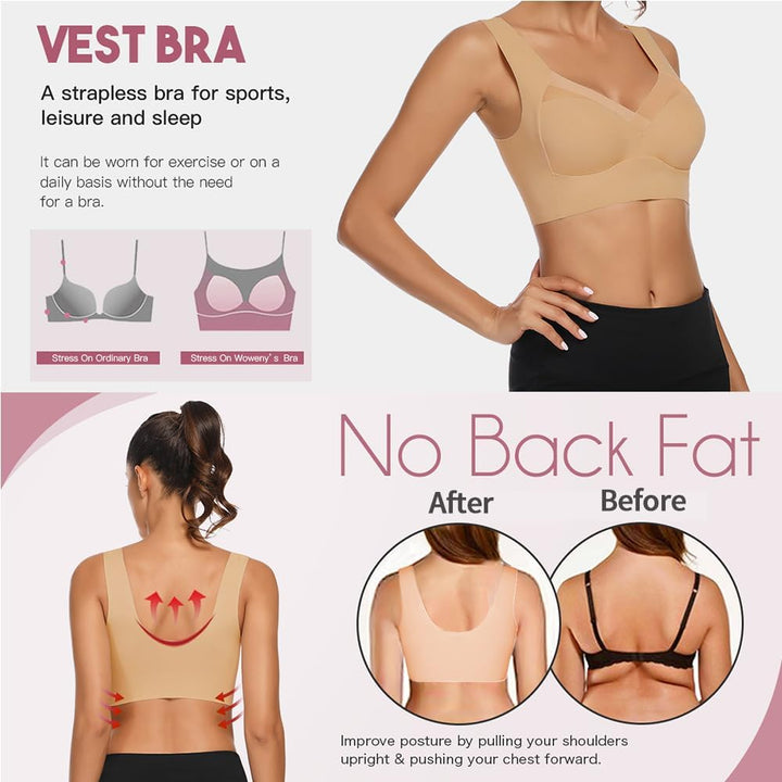 WOWENY BH Damen Ohne Bügel Schlaf Bustier Tops Spitze Bralette Bügelloser Klassischer T Shirt BH Sch