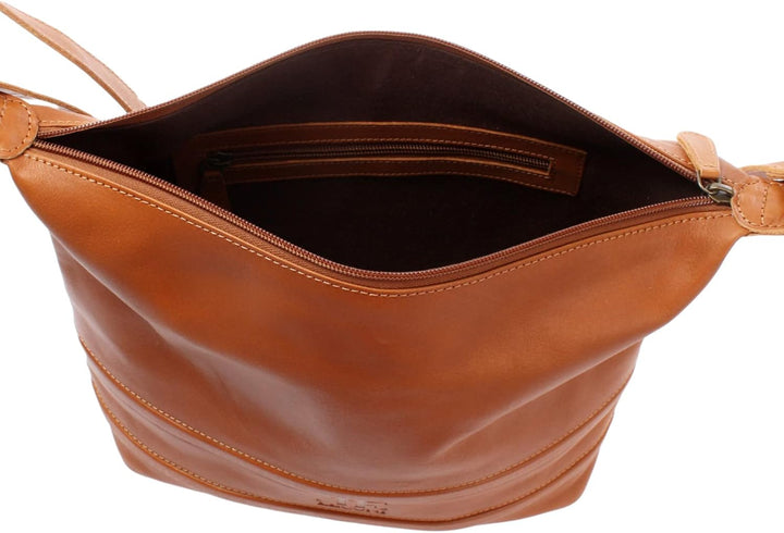 LECONI Schultertasche Damentasche Umhängetasche natur weiche Ledertasche Handtasche Damen Leder 33x2