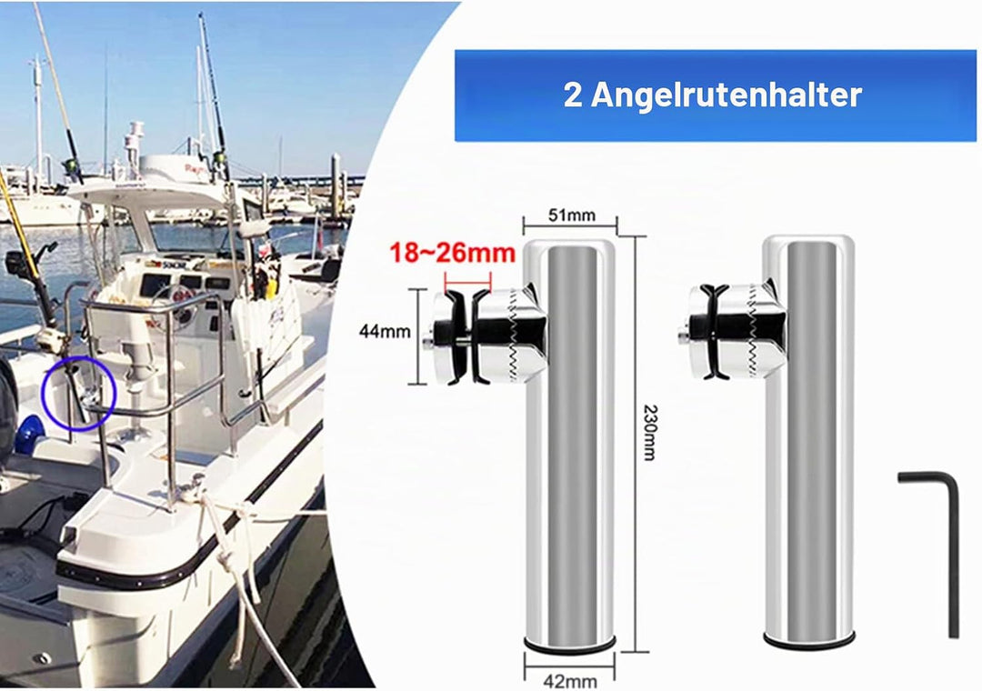 KAOLALI Rutenhalter Edelstahl 2 Stück für Boote Yachten Fischerboot Stil 2 (2 Stück), Stil 2 (2 Stüc