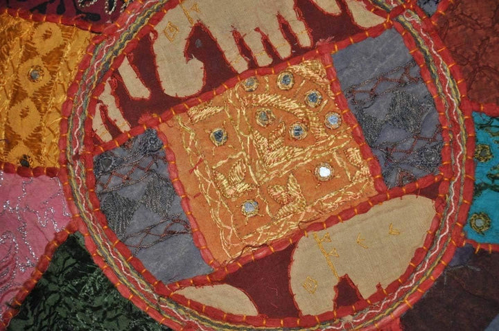 Sophia-Art Indian Embroidered Patchwork Cover Indian Decorative Pouf Indian Comfortable Floor Cotton