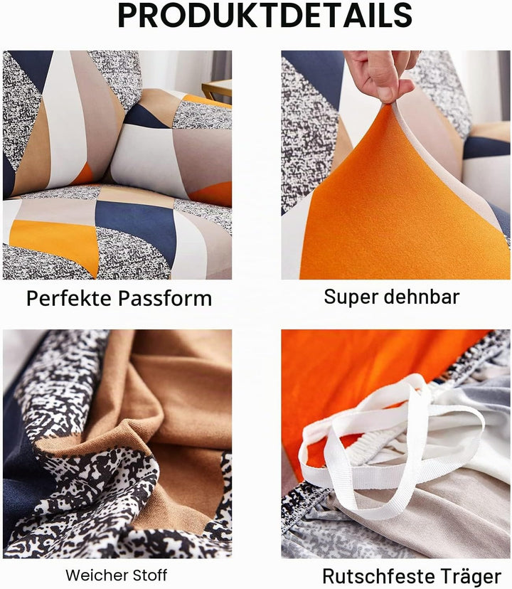 Jaotto Sofabezug 3 Sitzer Elastischer Stretch Spandex Sofa Überwürfe Sofahusse Antirutsch Waschbar S