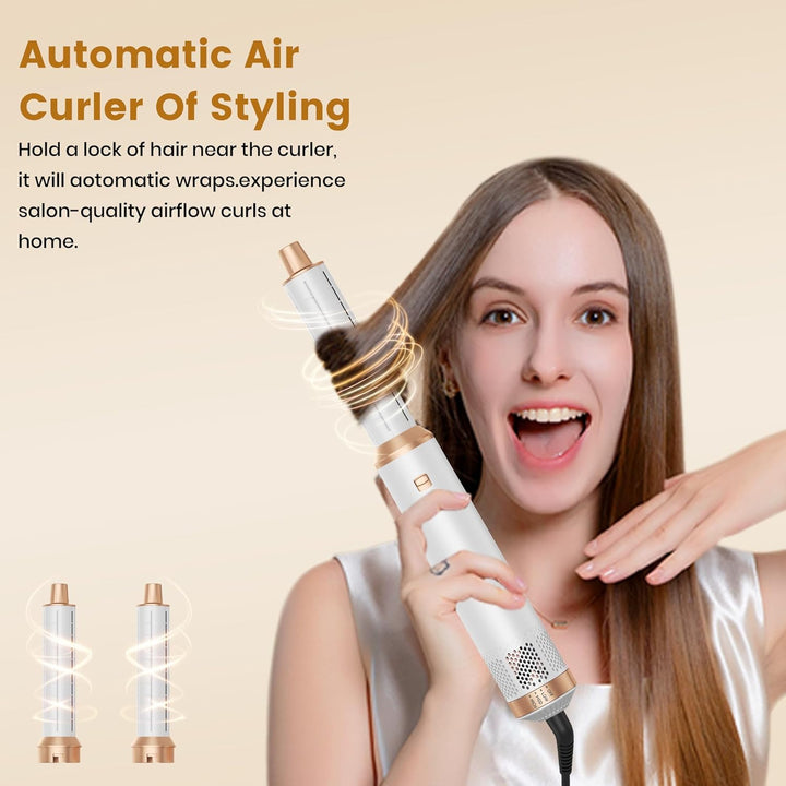 OKWRAP Hair Styler Set, Hairstyler 5 in 1, Haarstyler mit Automatischer Lockenstab, Föhn Ionen, Warm