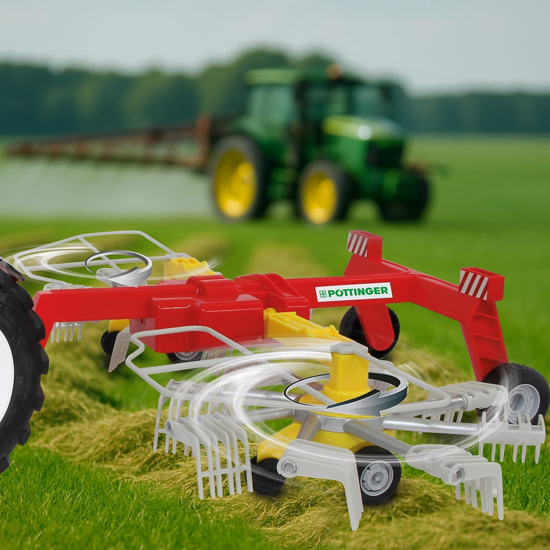JAMARA Schwader Pöttinger für RC-Traktor 1:16, offiziell lizenziert, Rotierende Zinken während des F