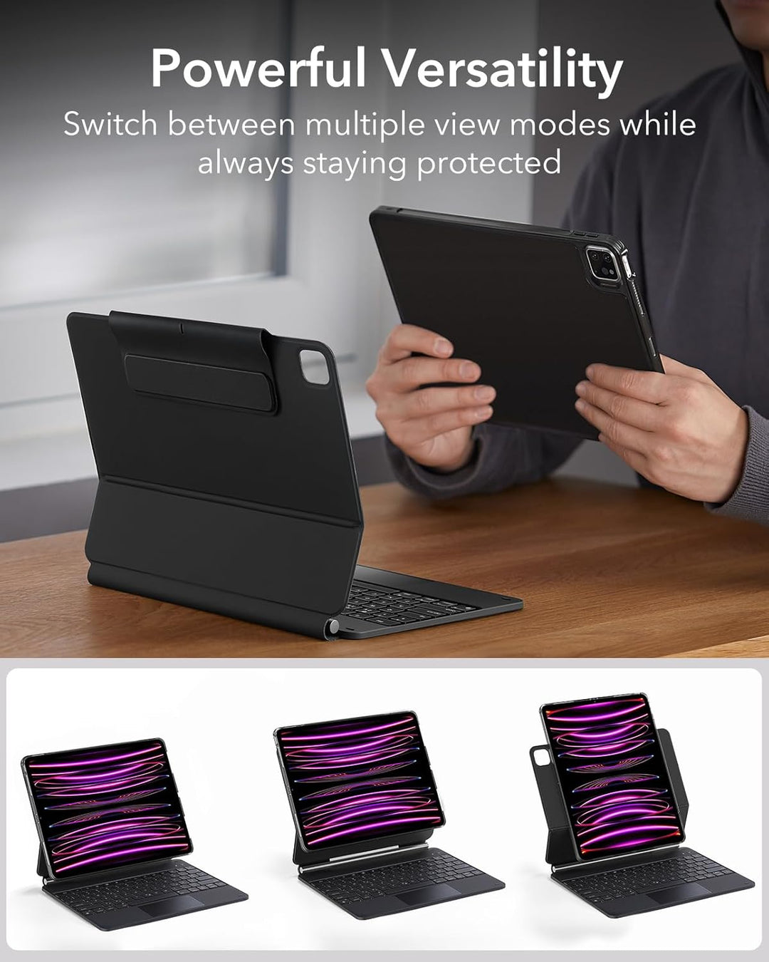 ESR Magnetische Keyboard Hülle, iPad Tastatur Hülle für iPad Pro 12.9 2022, magnetischer Ständer, Po