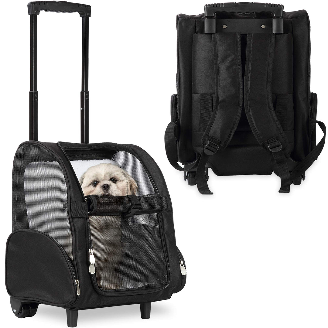 Kopeks Deluxe-Rucksack/Reisetasche für Haustiere mit Doppelrollen, Large, schwarz 1 Stück (1er Pack)